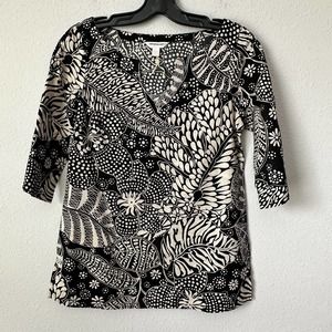 Tori Richard Honolulu Black Tan Tunic Top